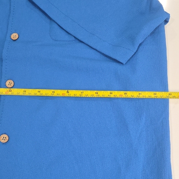 Kenneth Cole Blue Casual Button Down Shirt Short Sleeves - Picture 7 of 10
